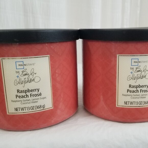 2 Mainstays by Becky G. & Alejandra 3-Wick Raspberry Peach Frose' Candles - Picture 1 of 14